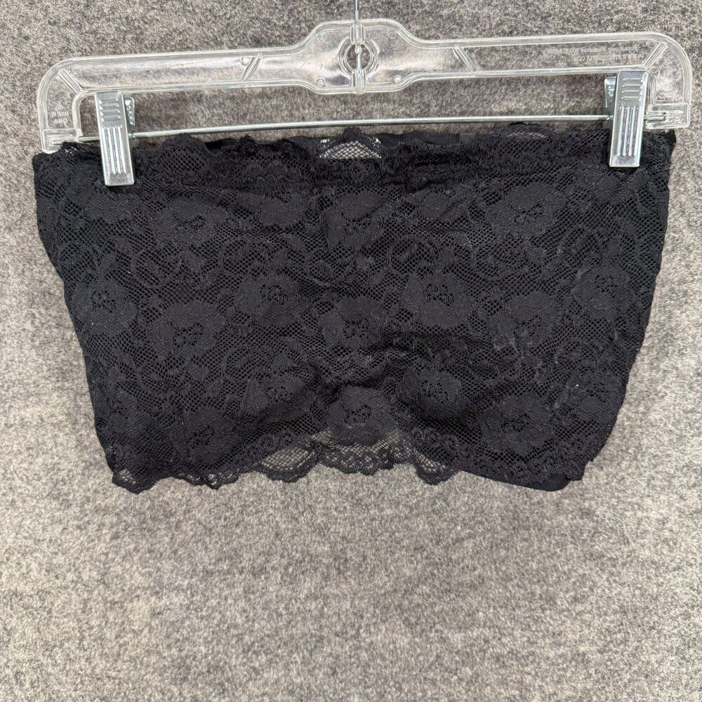 Soft Surroundings Bralette Bra Women L Large Black Floral Lace Strapless Opaque